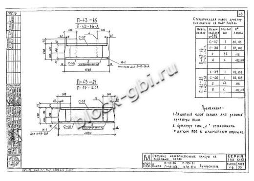 Плита перекрытия камеры футерованная П 43-21-фут