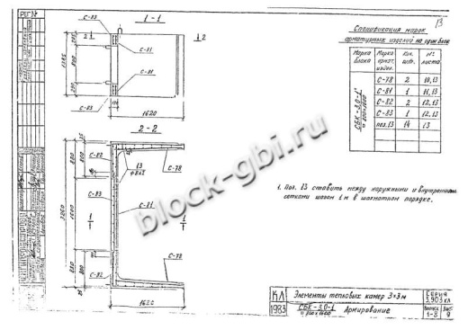 Средний блок камеры футерованный СБК 3.0-1-фут 800х1600